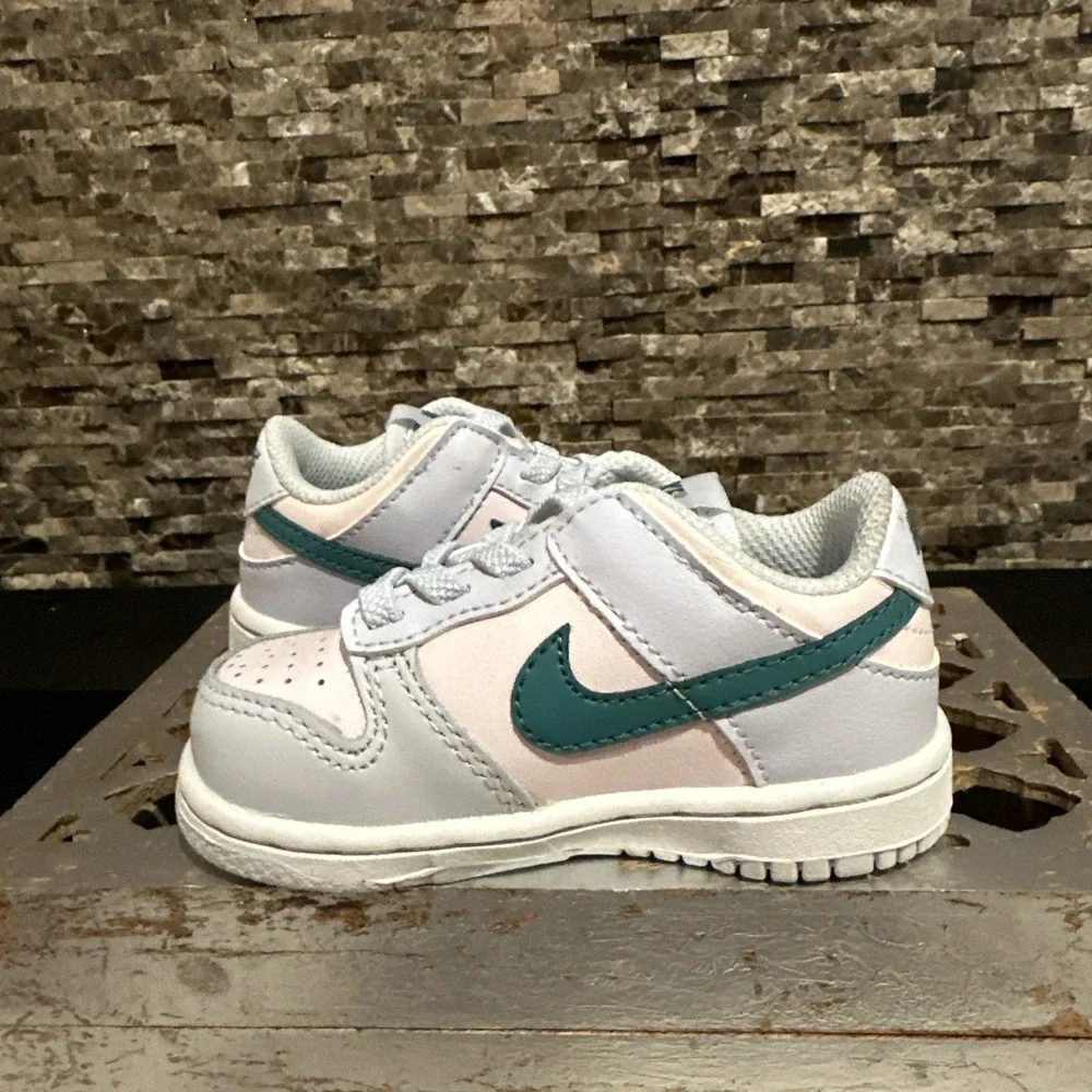 Nike Dunk Low Retro TD Sz 5C Football Grey Mineral Teal Toddler FD1233-002
